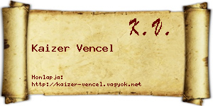 Kaizer Vencel névjegykártya